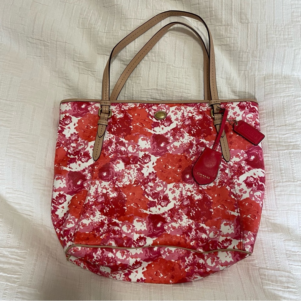 Coach Peyton Floral Print Zippered Tote Bag